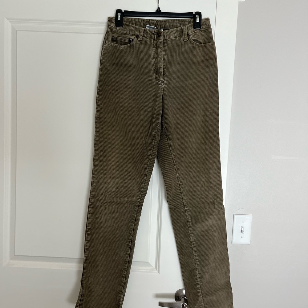 Newport News Olive Corduroy Straight-Leg Pants